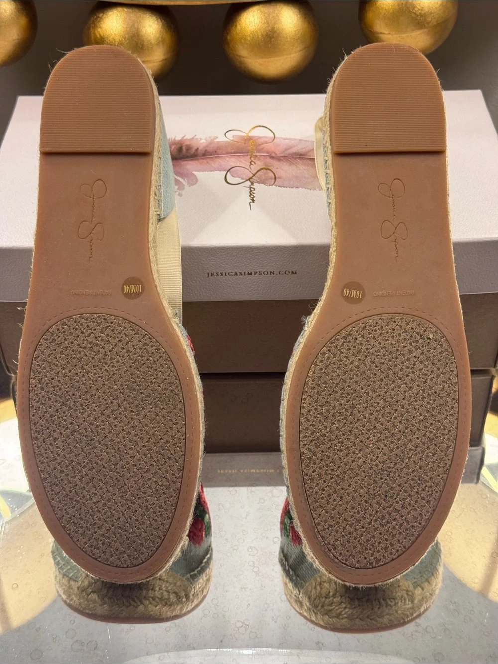 Jessica Simpson Fippo Denim Floral Embroidered Espadrilles - Size 10